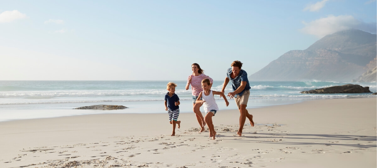 British family enjoying lifestyle on a sunny Spanish beach British family enjoying lifestyle on a sunny Spanish beach