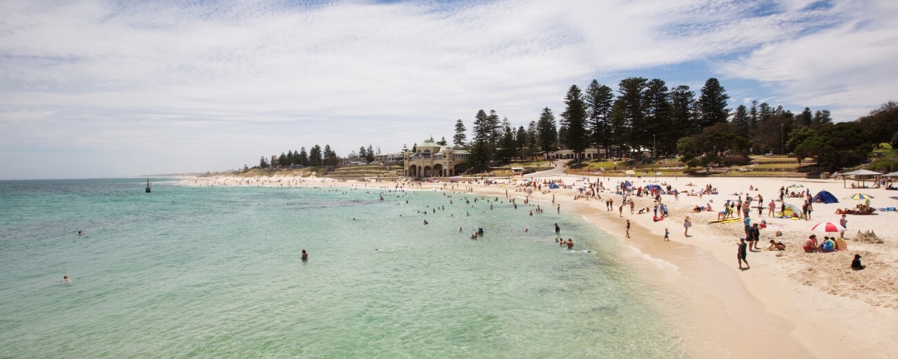 Cottesloe Beach, Perth, Western Australia Families on Cottesloe Beach in Perth, Western Australia, on a summer day