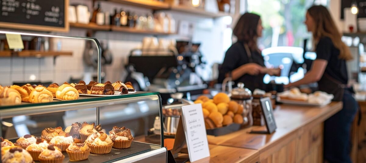 Local café in Poland with people talking over coffee and pastries, showing the relaxed lifestyle enjoyed by Brits moving to Poland from the UK. Local café in Poland with people talking over coffee and pastries, showing the relaxed lifestyle enjoyed by Brits moving to Poland from the UK.