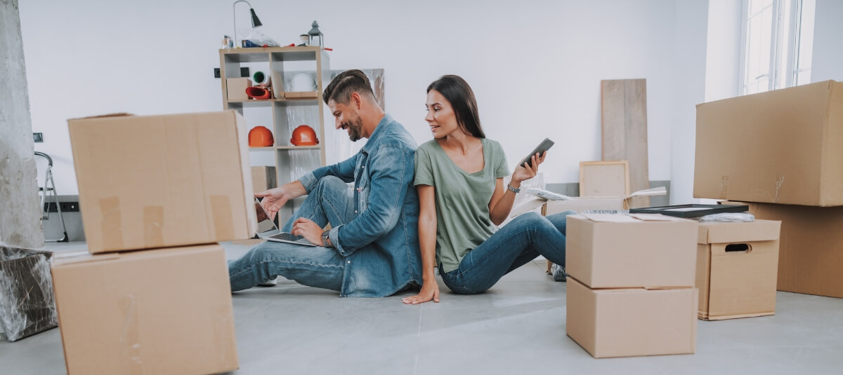Moving abroad from the UK with boxes in a new home