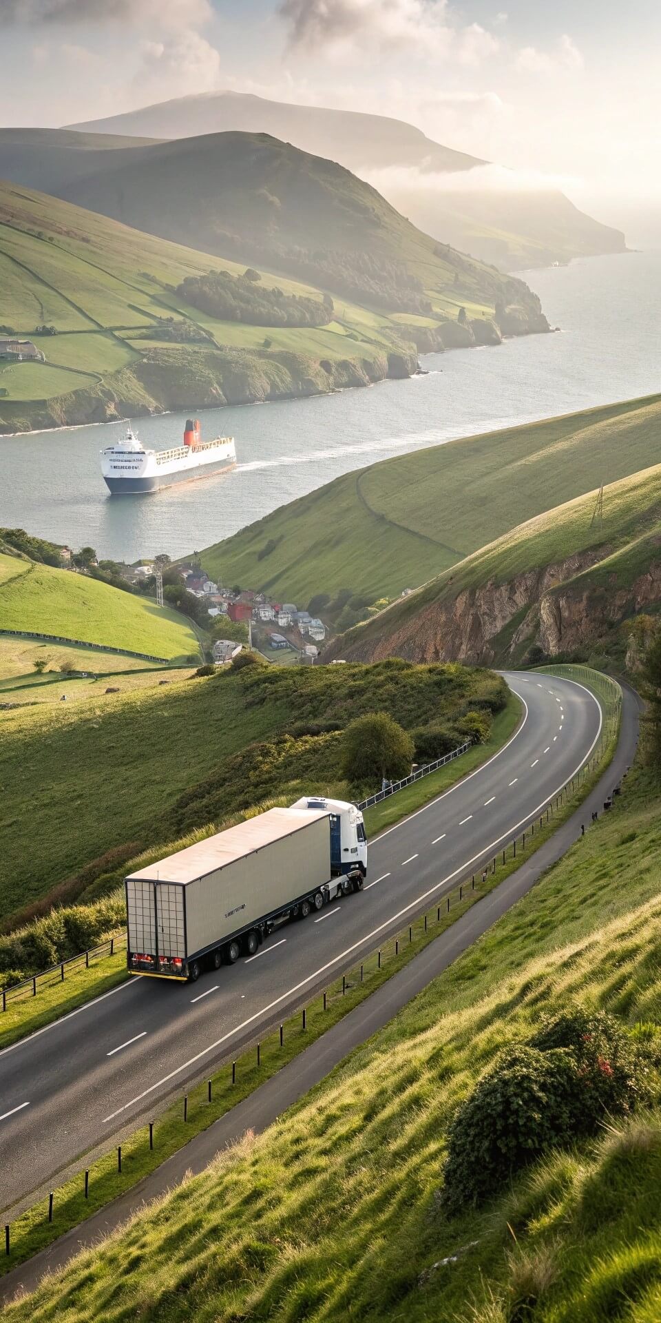 Large moving truck preparing for removals from Belgium to the UK with packed boxes and professional movers