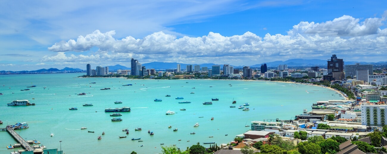 Pattaya Bay and the city seafront, a popular coastal base for British expats in Thailand