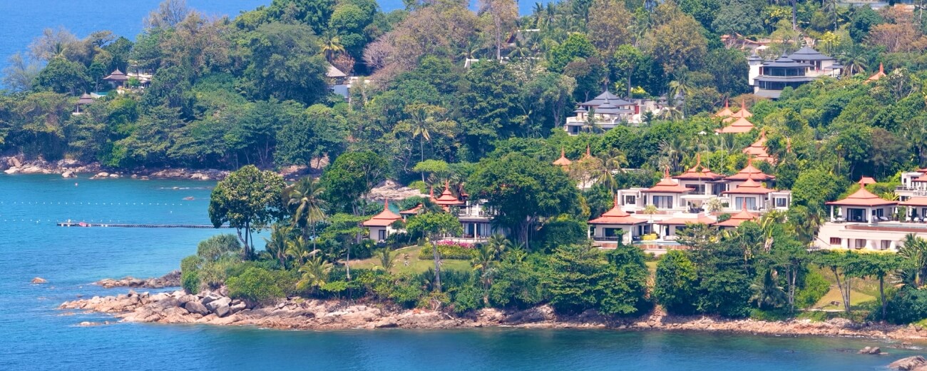 Hillside villas above the sea in Phuket, a favourite with British retirees moving to Thailand