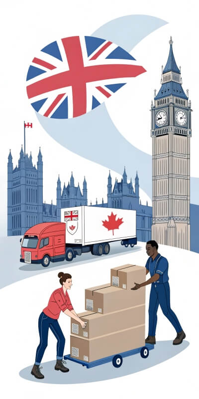 Expert international removals service to Canada from the UK, offering secure packing, customs assistance, and door-to-door delivery for stress-free relocations.