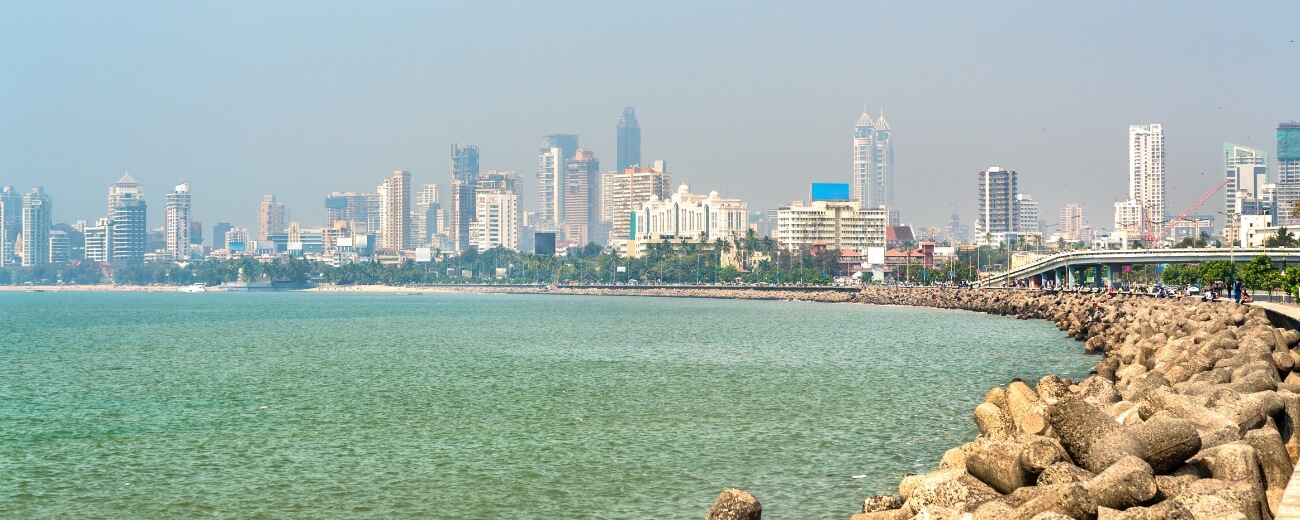 Marine Drive and the Mumbai skyline Marine Drive and the Mumbai skyline, a common destination for removals to India from the UK