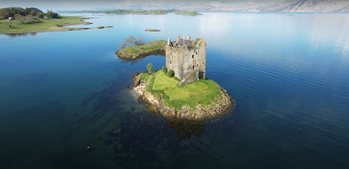 Scottish castle surrounded by water