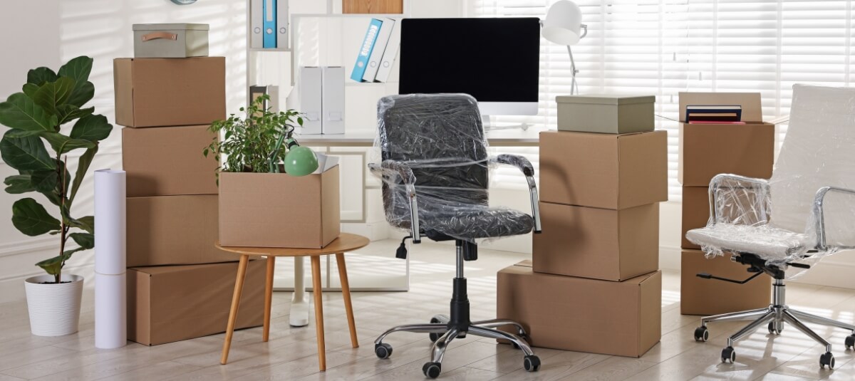 Home office and furniture prepared for a self video survey for removals